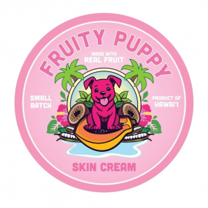 Fruity Puppy logo on pink tee